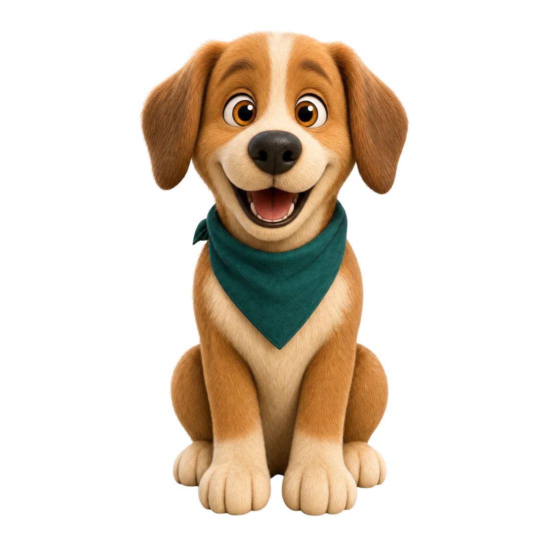 The Scoops Up puppy mascot in a teal bandana
